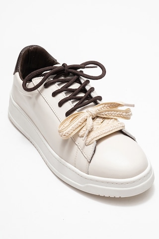 Luvishoes Luvi Shoes Warron Ekru Kahverengi Hakiki Deri Kadın Sneakers Ekru - Kahverengi