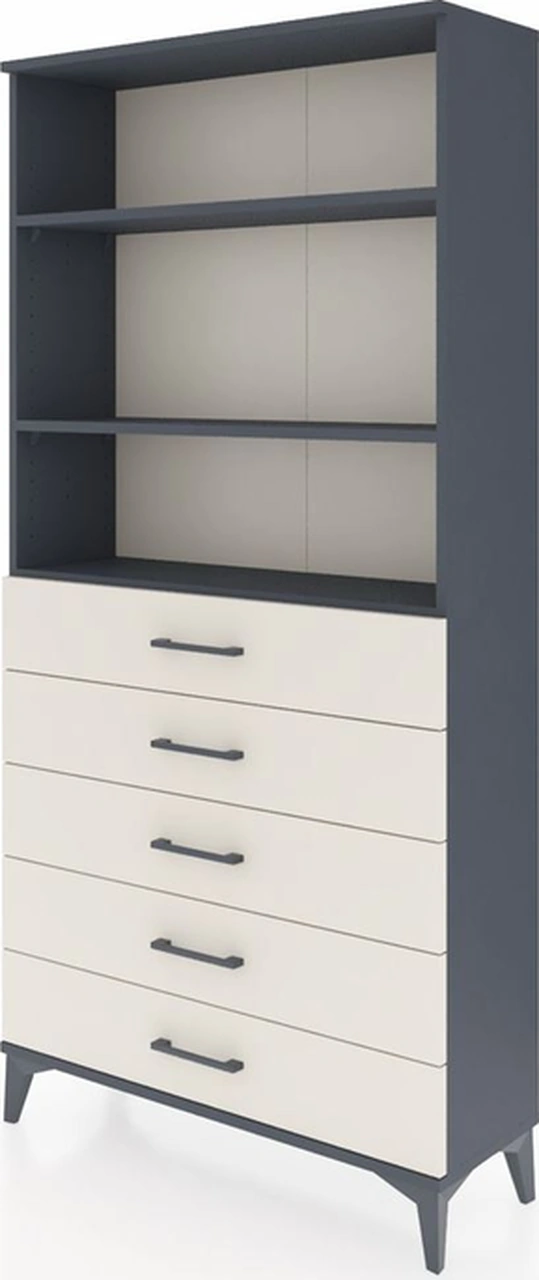 Arges Dolap 3 Raflı 5 Çekmeceli 88x30x182 Antrasit-aytaşı Antrasit