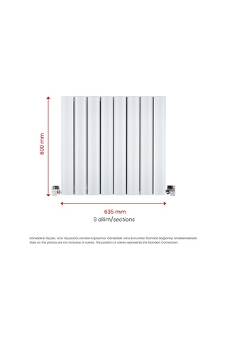 600x635mm Lilac Yatay Beyaz Alüminyum Radyatör