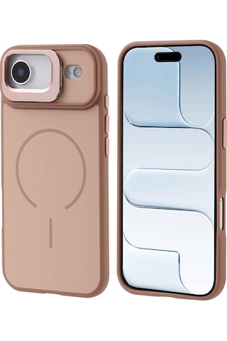 Apple Uyumlu iPhone 17 Air Kılıf M-safe Şarj Özellikli Kamera Standlı Mkst Notron Kapak - Gold Altın