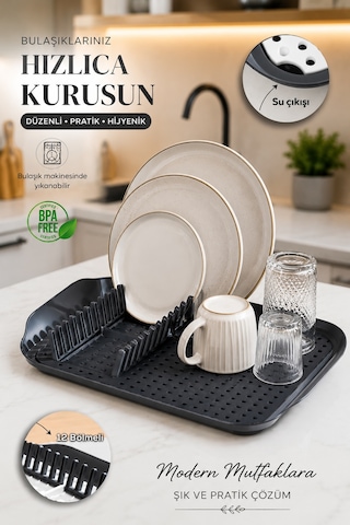 Porsima 1213 Bulaşık Sepeti Tezgah Üstü Kurutmalık Mat Antrasit