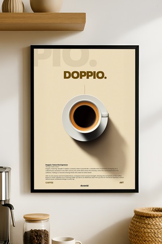 Doppio Kahve Siyah Ahşap Çerçeveli Poster, Dekoratif Duvar Tablosu