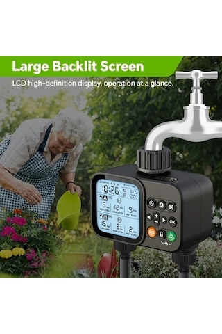 Pazly Bahçe Sulama Zamanlayıcı Wt08 Otomatik 2 Çıkışlı Dış Mekan Program Kontrol Cihazı Yağmur Gecikme Auto Sulama