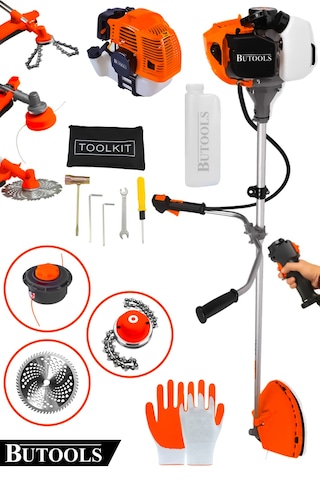 Butools BS-25 Yan Tipi Benzinli Motorlu Ot Çalı Tırpanı Çim Biçme Makinesi Tırpan
