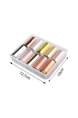 10lu Tırnak Süsleme Folyosu Parlak Gold Bronz Silver Nail Art Transfer Folyo Wnf-08b
