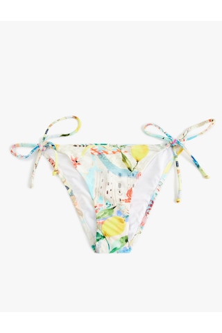 Koton Amalfi Temalı Limon Desenli İpli Bikini Altı Mavi Desenli 5sak00229mm Mavi