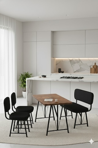 Elfin 70x110 Atlantik Sabit, 2 Sandalye 1 Bench, Masa Sandalye Takımı, Mutfak Masası Takımı - Siyah
