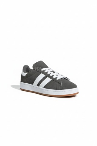 Tarzbu İki Çizgili Füme Erkek Günlük Sneaker Ayakkabı, Kauçuk Taban, 3 Cm Topuk, Standart Kalıp Tarz0235 Füme