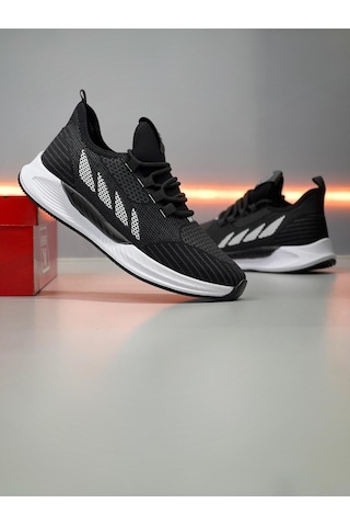 Wipper Ultra Hafif Triko Sneaker - Nefes Alan Ortopedik Poli Taban Büyük Numara Yazlık Spor Ayakkabı Yazlık Siyah Beyaz