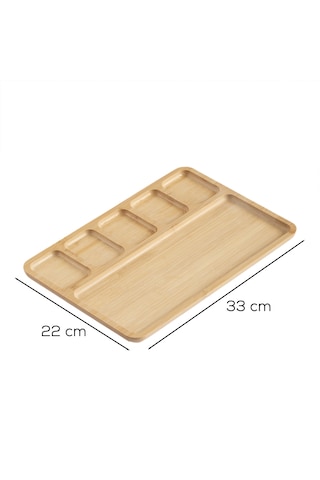 Porsima 2075 6 Bölmeli Bambu Kahvaltı Sunum Tabağı Çerezlik Tabak