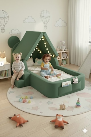 Saby Bebekler Ve Çocuklar İçin 70 X 130 Yataklı Tedy Modüler Sünger Oyun Parklı Beşik Ve Park Yatak