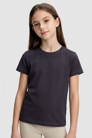 Antrasit O Yaka Standart Fit Basic Unisex Çocuk T-shirt - 11328 Antrasit