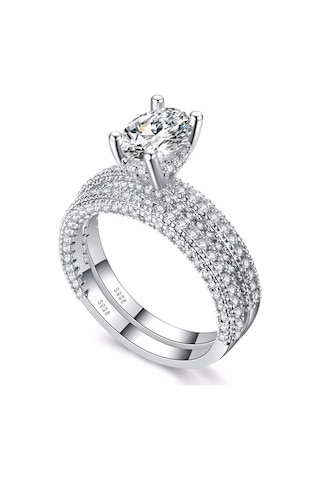 Fastbuy 2.5mm Çok Renkli Cubic Zirconia, Kadınlar İçin Güzellikli Evlilik Ve Yıldönümü Hediye Takı Takımı, 10 Numara, Beyaz Çok Renkli