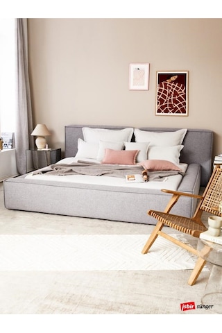 Most Mollior Bazalı Karyola Gri Keten Kumaş 160x200 Cm. Yatak İçindir