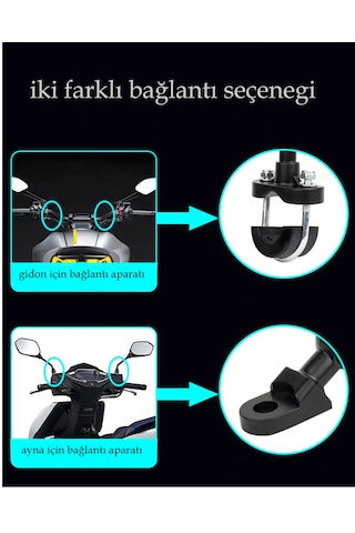 Gidon Ve Ayna Bağlantılı Darbeye Dayanıklı Titreşim Önleyici Moto Siyah