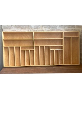 100x45 Cm Kaşıklık & Kepçelik El İşçiliği Masif Ahşap Organizer