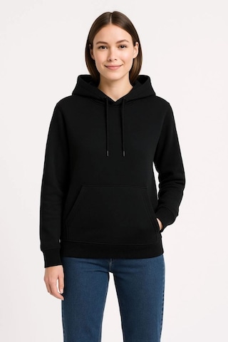 Mbb E-ticaret Kadın 3 İplik Pamuklu Kapüşonlu Kanguru Cepli Sweatshirt Hoodie - Siyah