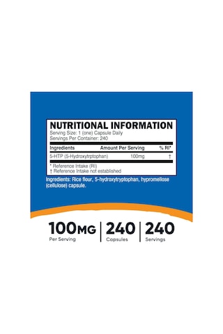 Nutricost 5-htp 100mg, 240 Vegetarian Capsules 5-hydroxytryptoph