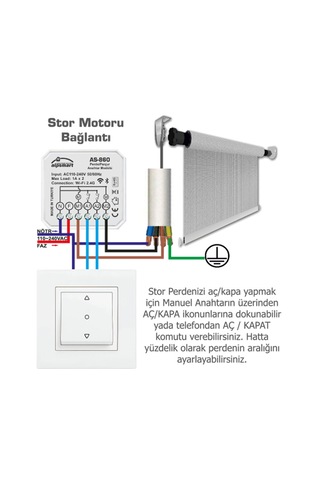 Alpsmart As-860 Akıllı Wi-fi Perde Anahtarı Modülü Tuya Uyumlu