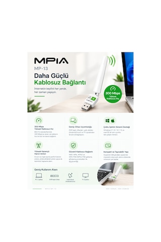 300 Mbps Wireless Usb Adaptör Windows, Mac, Dvr & Uydu Alıcısı Uyumlu Kablosuz Wi-fi Alıcı