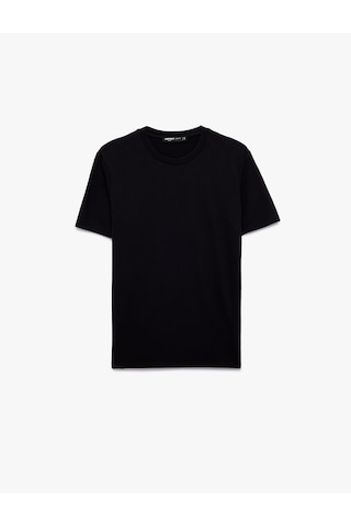 Koton Bisiklet Yaka Viskon Karışımlı Kısa Kollu Basic Slim Fit Tişört Lacivert 6sam10285mk
