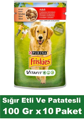 Purina Friskies Yetişkin Sığır Eti ve Patatesli Köpek Maması 10 x 100 G