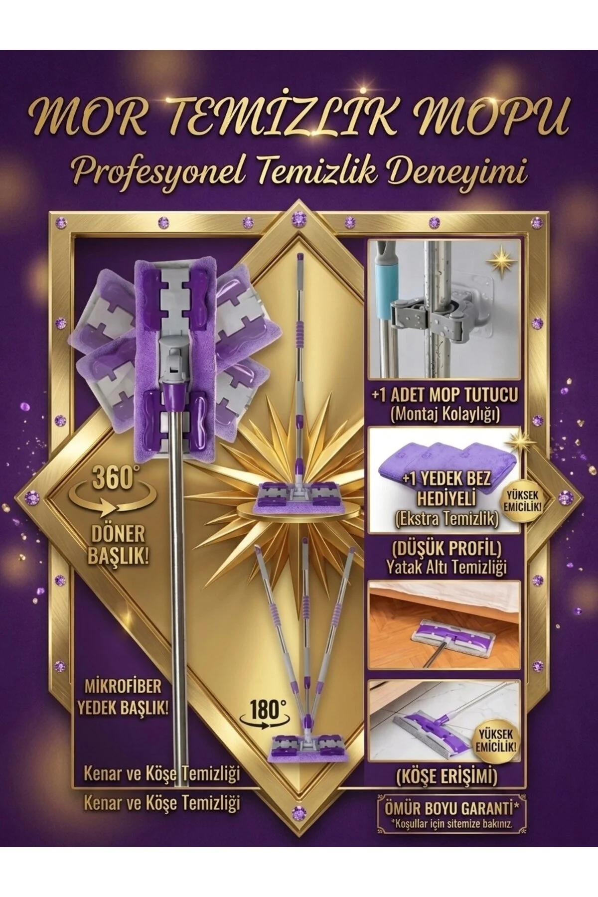 Mikrofiber Yer Mopu Yedek Bez Ve Mop Tutucu Hediye Pratik Ve Hijyenik Temizlik Çözümü Tekli