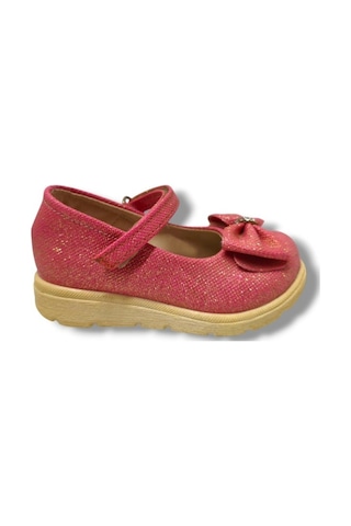 Hoppy 3037-20 Simli Deri Fiyonk Kız Çocuk Babet Pembe