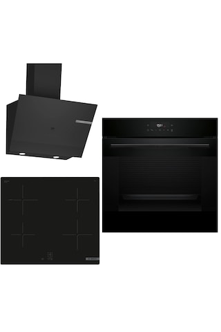 Bosch 649 HJG852YB0T - PUG61KAA5E - DWK67PJ60T İndüksiyon Ocaklı Siyah 3'Lü Ankastre Set
