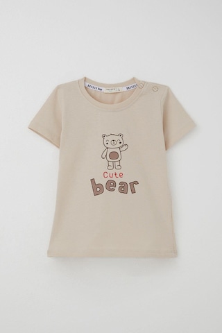 Breeze Erkek Bebek Şortlu Takım Havalı Ayıcık Baskılı 9 Ay-3 Yaş, Bej Bej