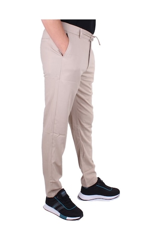 Dagoster Dmg23-619712 Bej Normal Bel Düz Paça Jogger Erkek Pantolon Bej