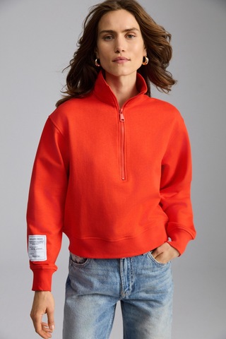 Ethıquet Saılenıs Kadın Yumuşacık Içi Şardonlu Organik Pamuk Yarım Fermuarlı Regular Kırmızı Sweatshirt
