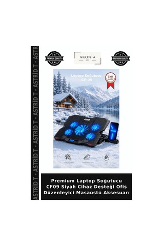 Premium Laptop Soğutucu Cf09 Siyah Cihaz Desteği Ofis Düzenleyici Masaüstü Aksesuarı