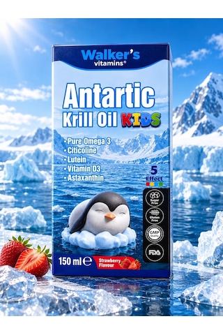 Walker's Vitamins Omega 3- Krill Oil Balık Yağı Omega 3 ,sitikolin Epa, Dha, İçeren Çocuk Şurubu