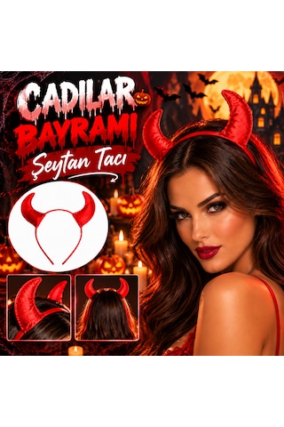 Cadılar Bayramı Şeytan Tacı Kırmızı Şeytan Boynuzlu Kadın Taç, Halloween Kostüm Ve Parti Aksesuarı 18+