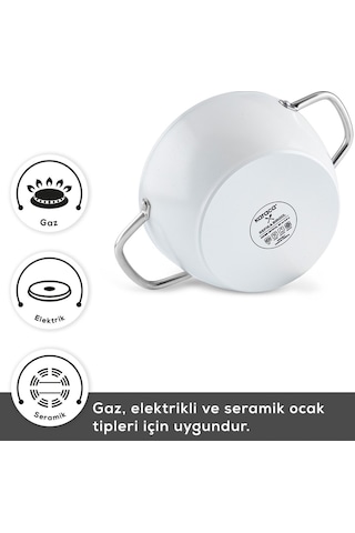 Karaca x Refika Swiss Crystal Creamy Metal 7 Parça Tencere Seti Krem