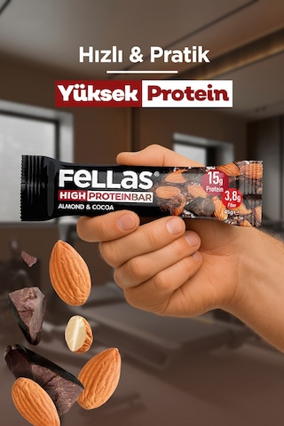 Fellas Yüksek Protein Bar - Bademli 45g x 12 Adet