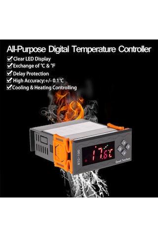 L-amaçlı Yüksek Doğruluk Dc 12v Led Dijital Sıcaklık Kontrol Cihazı Termostat 2 Röle Ntc Sensörü & Sıcaklık Alarmı