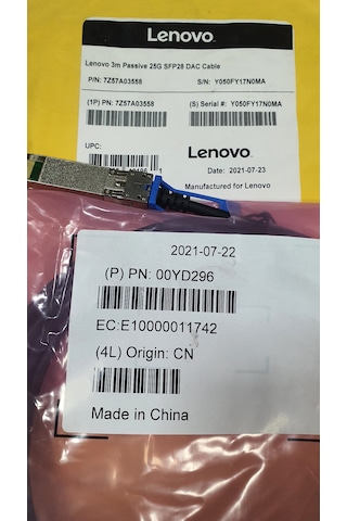 Lenovo 3m Passive 25g Sfp Dac Cable 7z57a03558