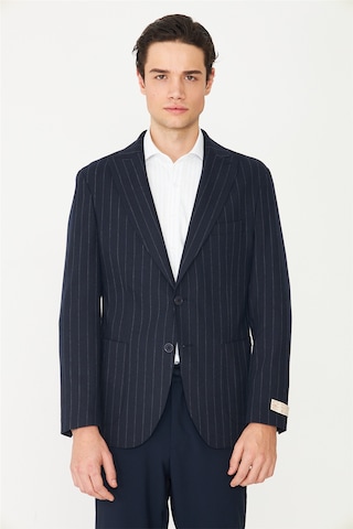 Lacivert Çizgili Spor Blazer Ceket Laci
