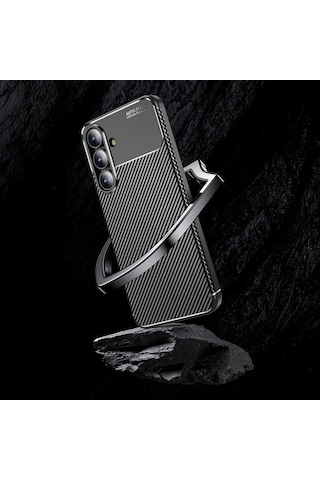 Vendas Galaxy Uyumlu S24 Fe Kılıf Zore Negro Silikon Kapak + Hayalet Ekran Koruyucu Siyah