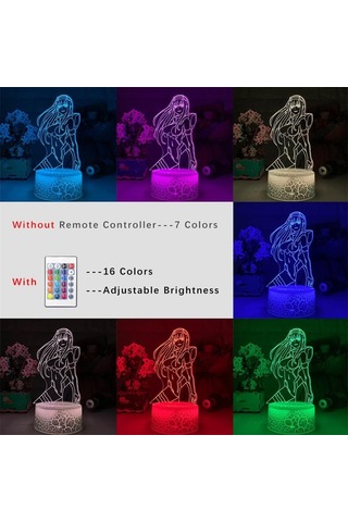 Anime Lambası 3d Gece Lambası Darling İn The Franxx Zero İki Figürlü Gece Lambası Dokunmatik 7 Renk Uzaktan Kumanda 16 Renk Değişimi Çok Renkli