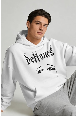 Sevbano Deftones Rock Metal Müzik Grubu Sırt Baskılı Unisex Oversize Prem beyaz