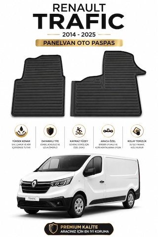 Renault Trafic Panelvan 2014-2025 Uyumlu Oto Paspas Kauçuk Araca Özel Premium