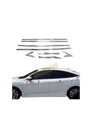 Honda Civic Fc5 Krom Cam Çerçevesi Set 2016 Sonrası 8 Parça
