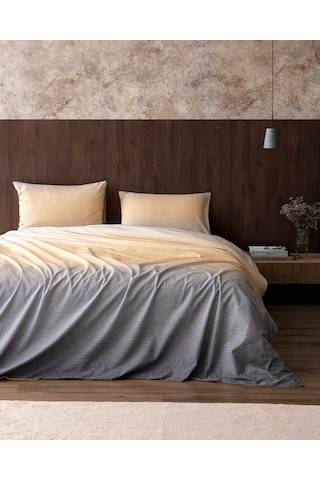 Mathis King Size Pamuklu Baskılı Nevresim Takımı - Bej/antrasit 8684427230053 Çok Renkli