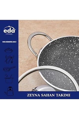 Eda Zk-603 Zeyna 3'lü Granit Kapaklı Sahan Set Gri