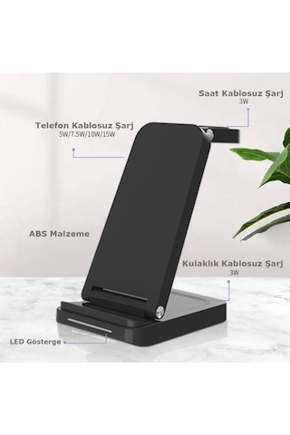 S90 4in1 Kablosuz Şarj Masaüstü Set - Siyah Standart