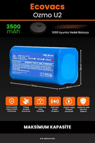 Ecovacs Deebot Ozmo U2 3500mAh Robot Süpürge Bataryası