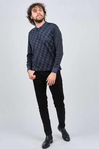 Çizgi Triko Erkek Cep Detaylı Polo Yaka Desenli Kazak 42544213 In Indigo İndigo